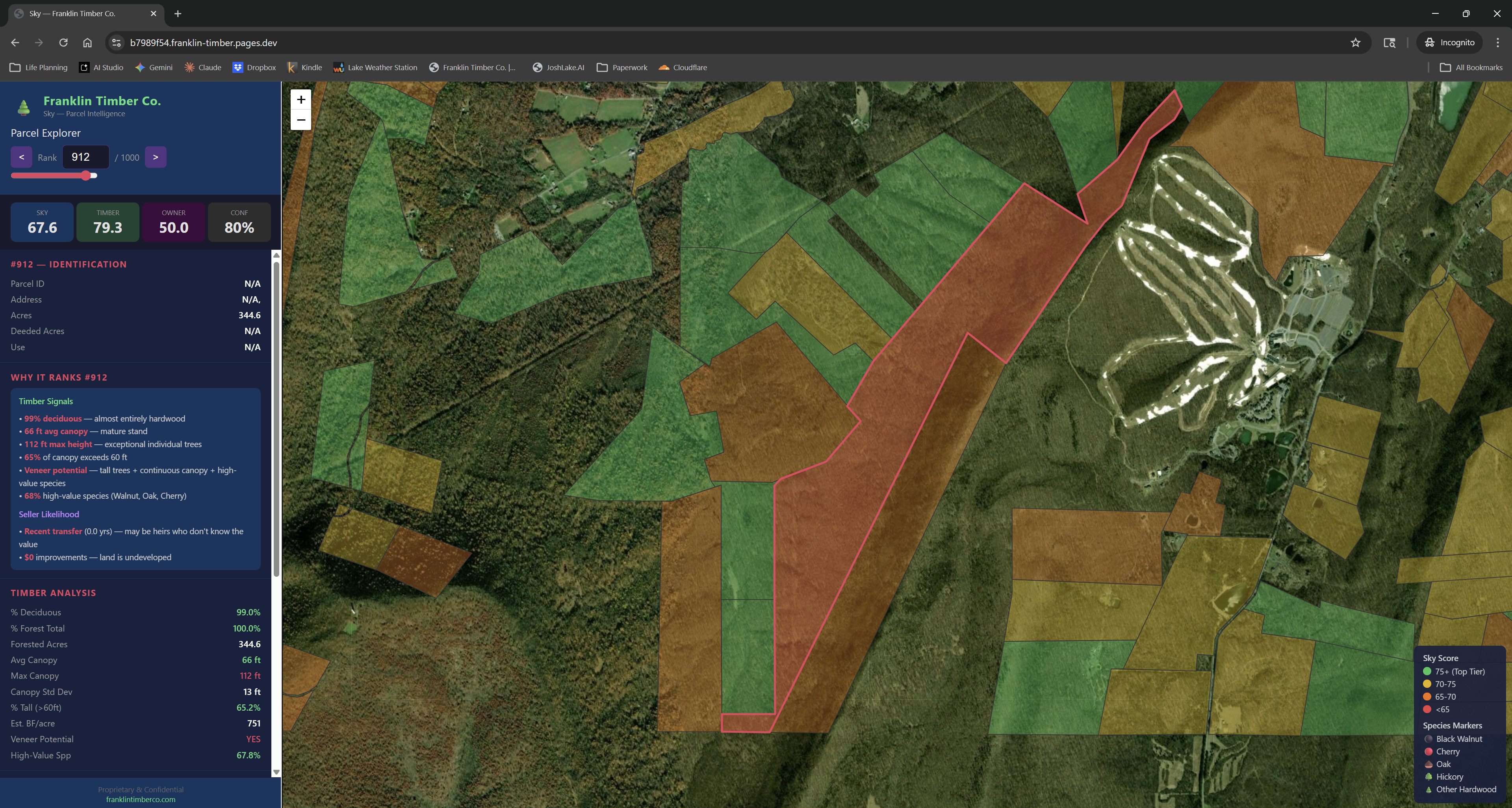 Sky — Parcel Explorer with satellite imagery and scoring